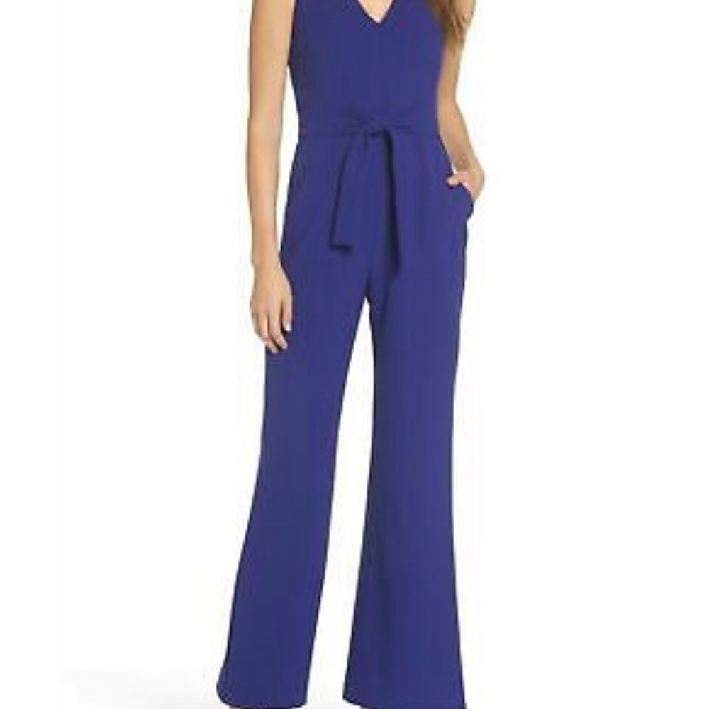 NWT Blue Vince Camuto Tie Waist Jumpsuit